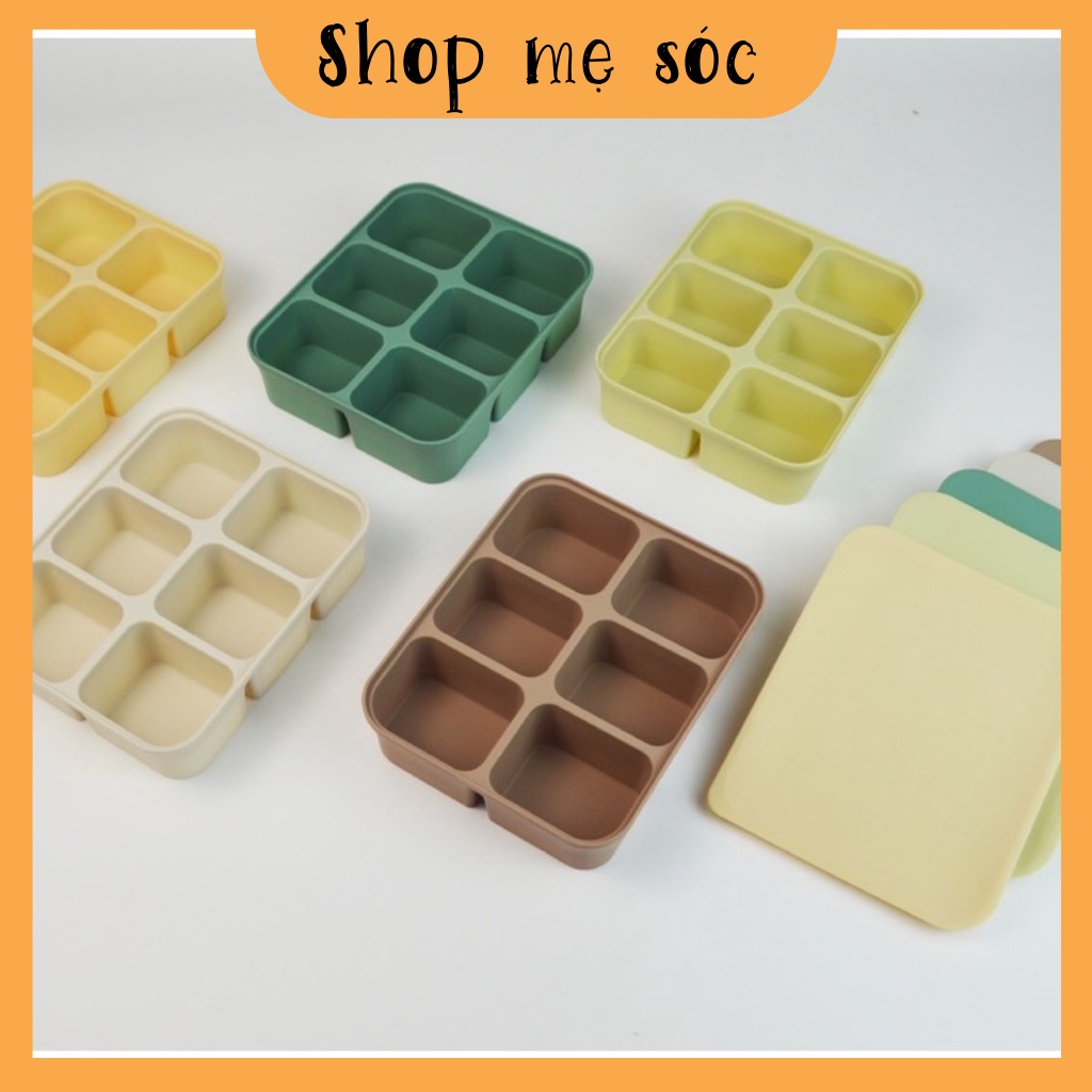 Khay silicone trữ đông 6 ngăn có nắp, khay trữ đông đồ ăn dặm, khuôn nướng bánh mesocshop