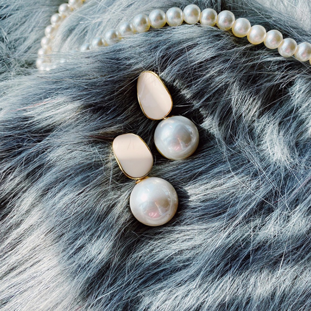 Khuyên Tai Dáng Dài Bằng Hợp Kim Đính Ngọc Trai Nhiều Màu Thời Trang Hàn Quốc Cho Nữ