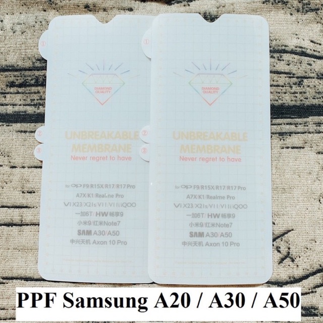 Miếng dán dẻo PPF mặt trước cho Samsung A50/ A50S/ A30S/ A20/ A30 Full màn hình trong suốt cầu vồng