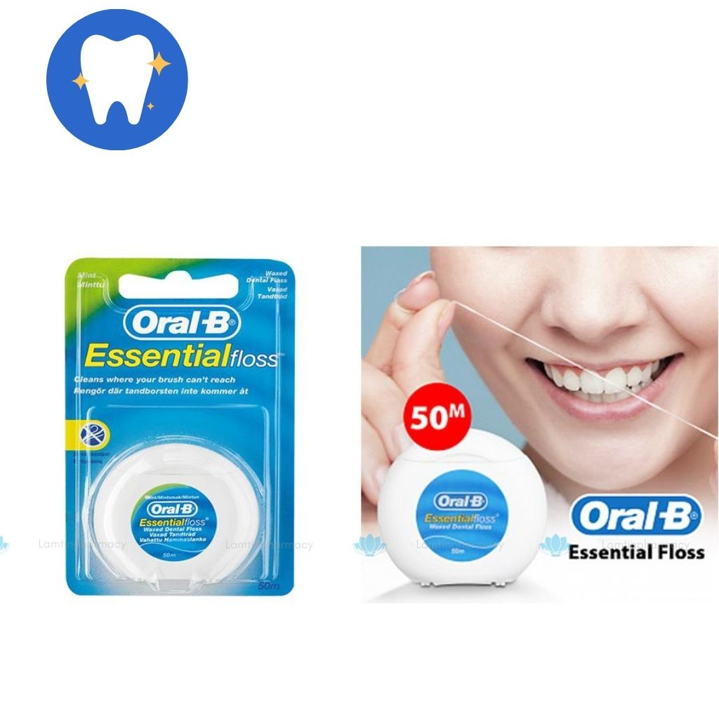 ✅(Chính Hãng)  Oral-B Essential floss Tăm Chỉ Nha Khoa (cuộn 1 sợi 50m)