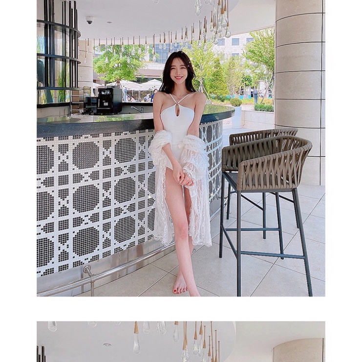 Bikini 1 mảnh yếm hở lưng đồ bơi đi biển liền thân che bụng sexy Hàn Quốc nâng ngực DOLPHIN246 2558 D-3