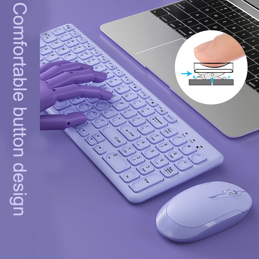 Bộ Bàn Phím Và Chuột Không Dây 2.4g Siêu Mỏng Kèm Đầu Nhận usb Tiện Dụng Cho Máy Tính / notebook / mac