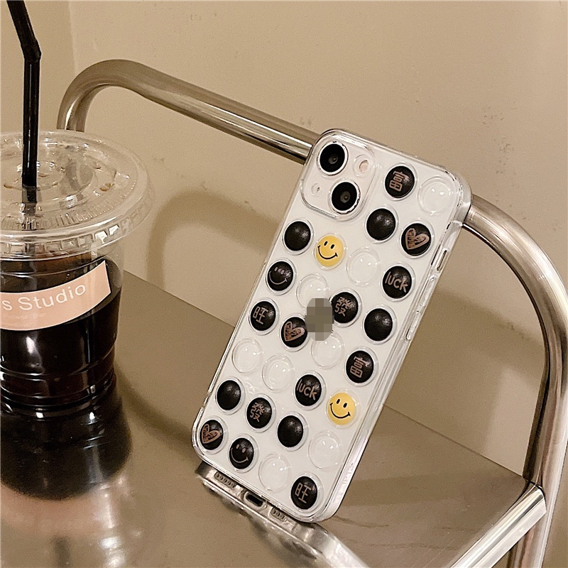 Ốp lưng iphone Ốp Điện Thoại Trong Suốt Hình Mặt Cười/Chữ Cho iphone13Promax 6/6splus/7/7plus/8/8plus/x/xr/xs/11/12/13/pro/max/plus/promax Dinuo case