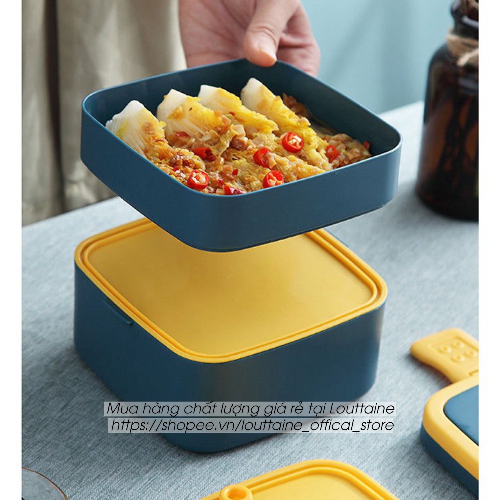 Hộp đựng cơm 2 tầng 1000ml nhựa PP cao cấp có quay xách kèm thìa, hộp đựng cơm văn phòng, đi học đi làm tiện lợi | BigBuy360 - bigbuy360.vn