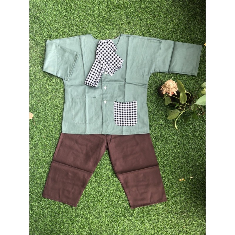 Bà Ba Bé Trai Bé Gái Màu Xanh Ghi