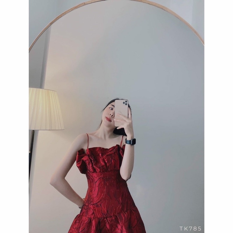 Đầm gấm hoa lan hàng TK