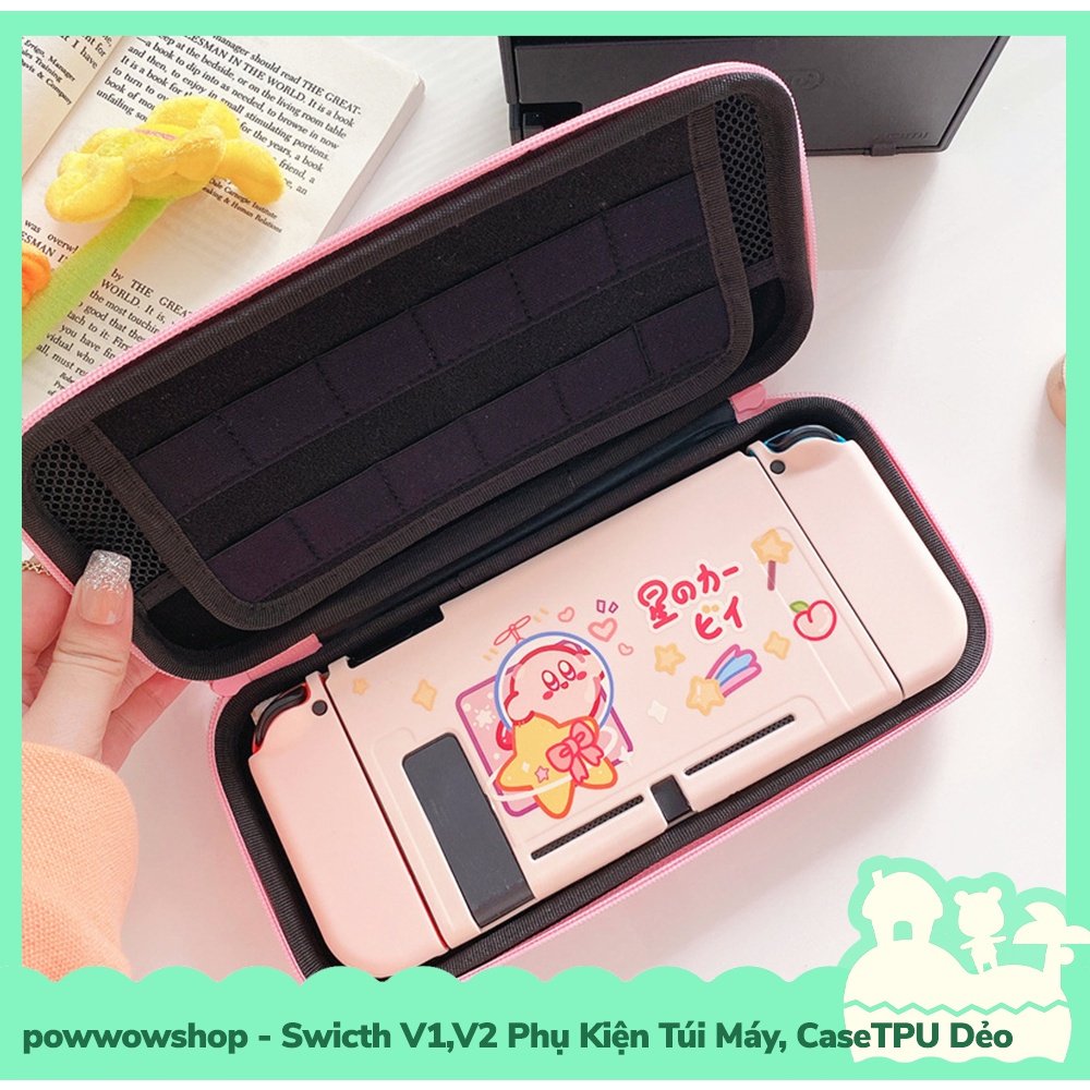 [Sẵn VN - Hỏa Tốc] Switch V1,V2 Phụ Kiện Túi Máy, Case Ốp TPU Dẻo Cho Máy Game Nintendo Switch V1,V2 Pink Kirby