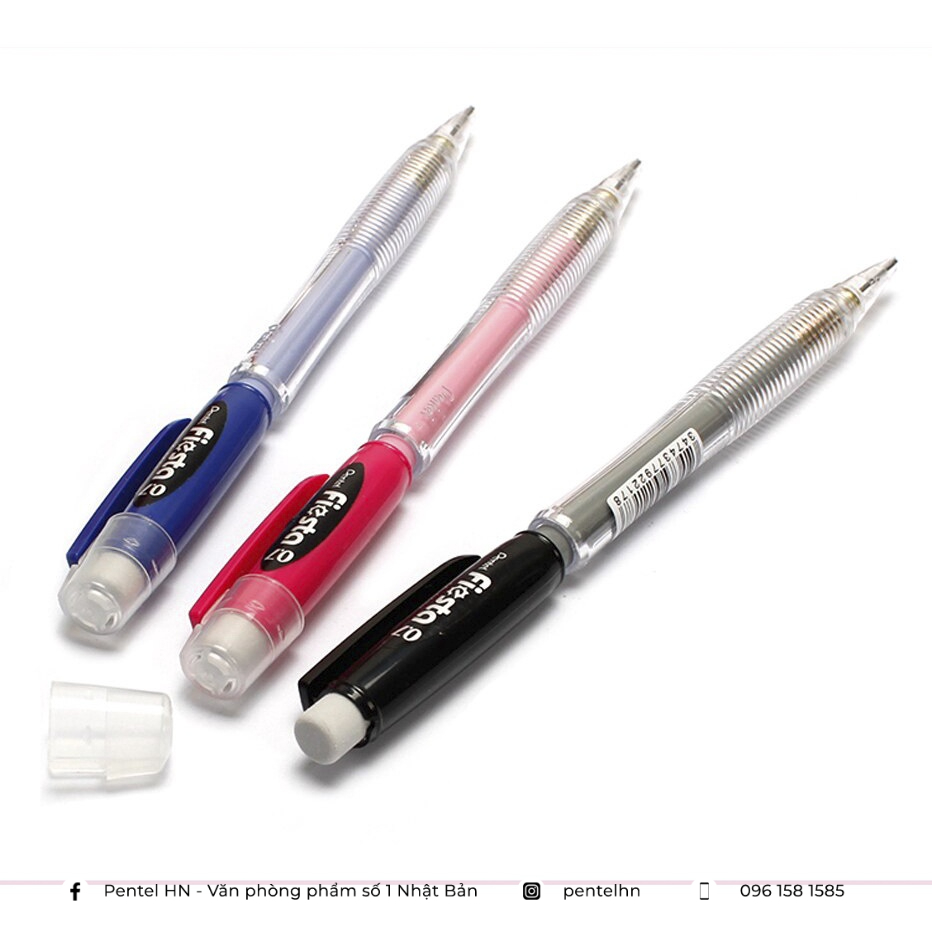 Bút Chì Kim Pentel Fiesta AX107 Ngòi 0.7mm | Thiết Kế Thân Trong Đẹp Mắt | Trang Bị Đầu tẩy | 3 Màu Vỏ