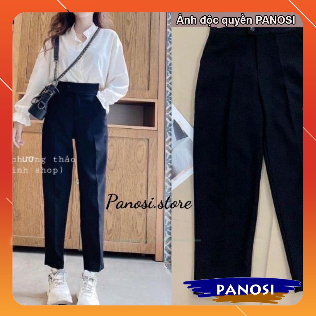 Quần baggy cúc lệch ống suông PANOSI, quần tây khuy lệch lưng cao kiểu dáng công sở mềm mịn - Mã Q76