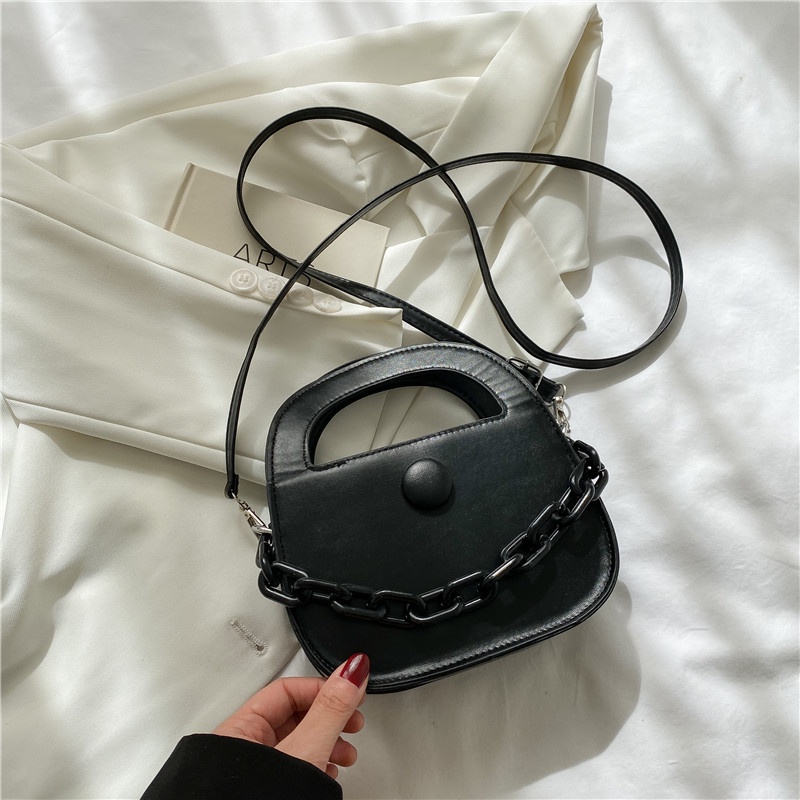 Túi xách IELGY đeo chéo dáng vuông nhỏ phối dây xích màu sắc dễ thương cho nữ