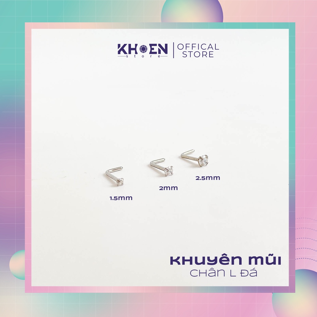 Khuyên mũi chân chữ L đá chấu - Thép không gỉ - Khoen Store