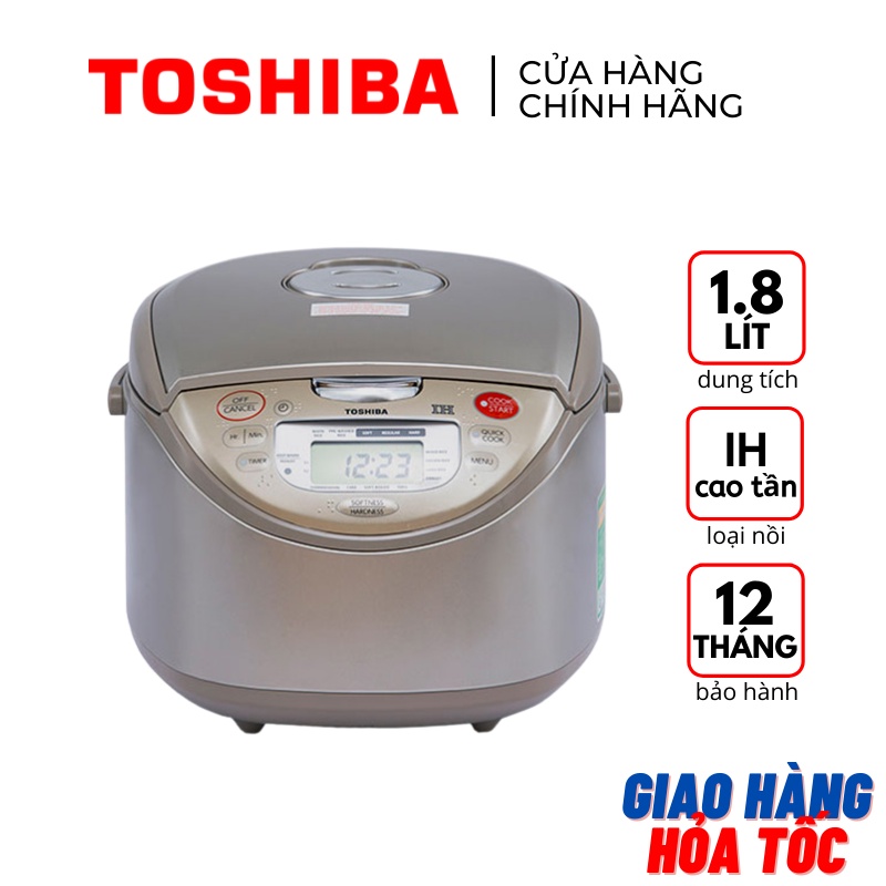 Nồi cơm điện cao tần Toshiba 1.8 lít RC-18RH(CG)VN made in Thailand 1250W màu vàng sâm panh - Bảo hành hãng 12 tháng
