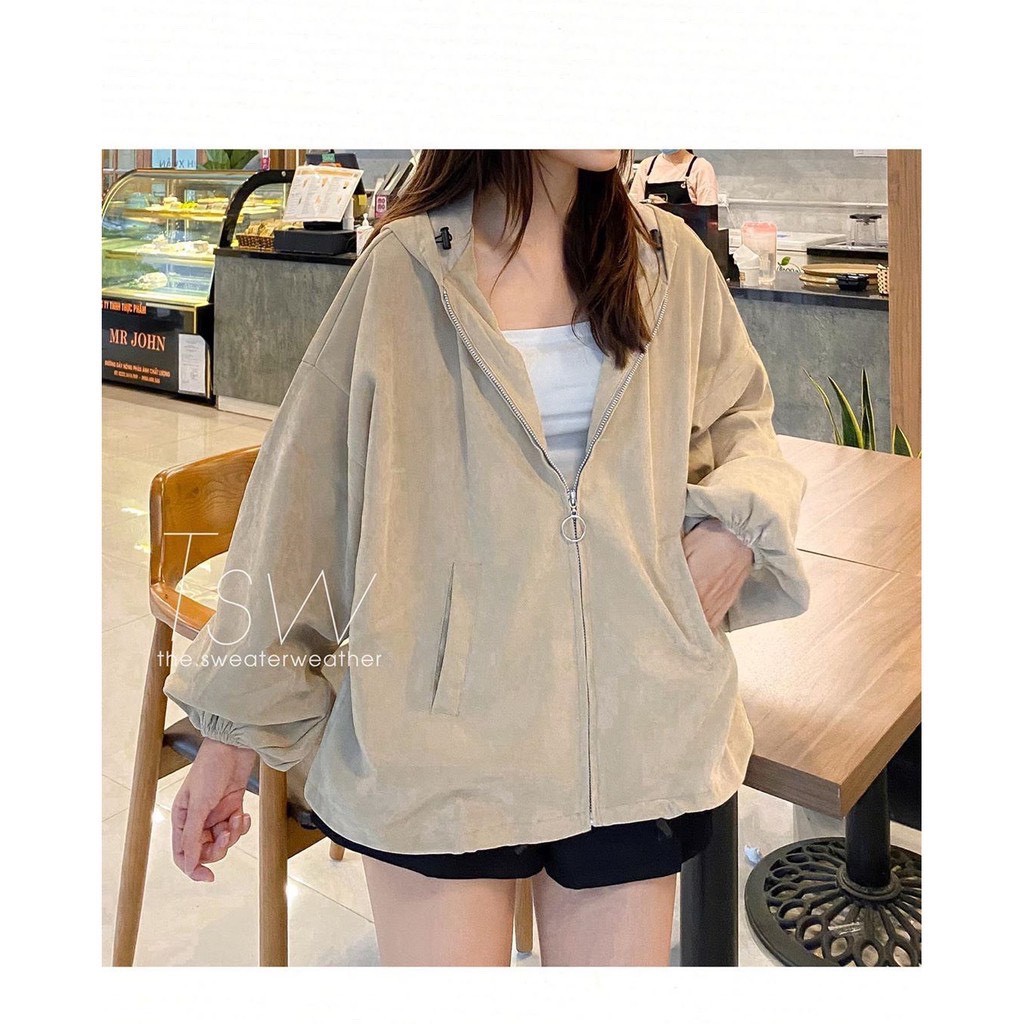 Áo Khoác Kaki nỉ Khóa Bo tay-Áo khoác Jacket hoodie trendy Ulzzang | BigBuy360 - bigbuy360.vn
