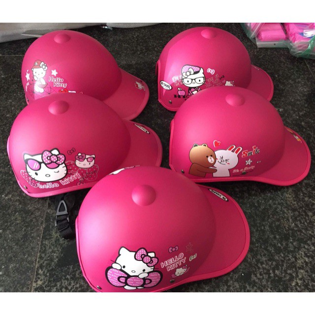 Nón Bảo Hiểm Hello Kitty Nữ Thời Trang Có Lỗ Để Tóc