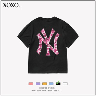 Áo thun đôi nam nữ tay lỡ form rộng dáng unisex  XOXO phong cách Nelly Ulzzang in hình NY Bape
