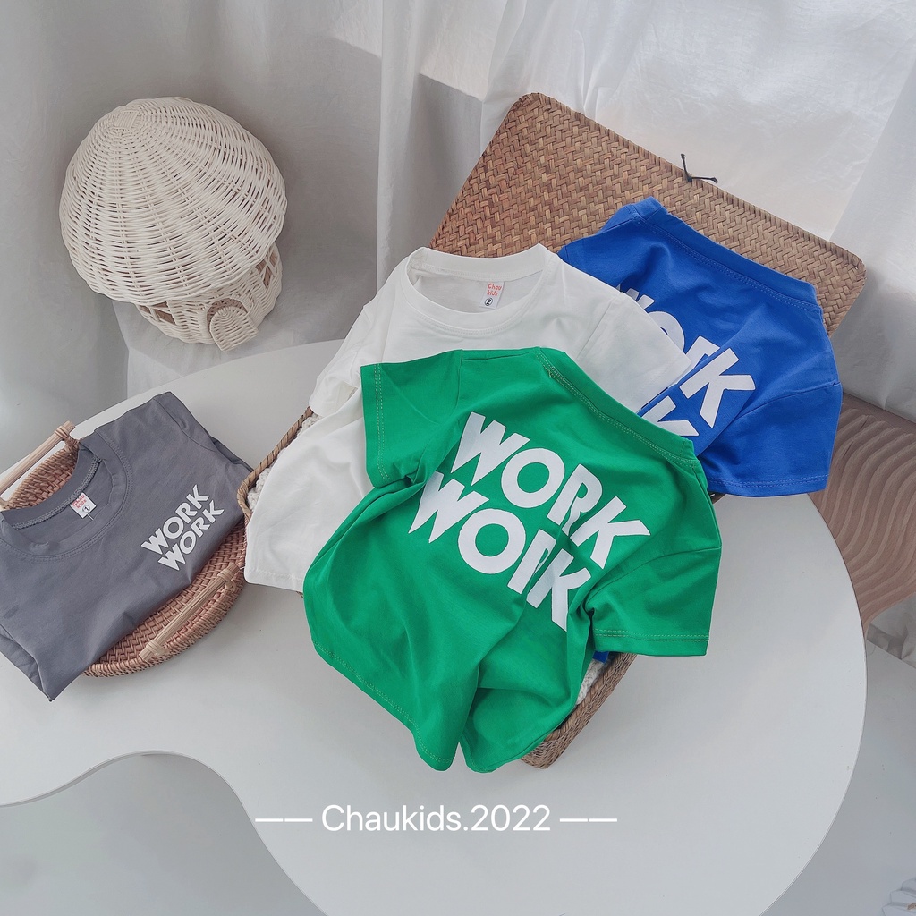 Áo cộc tay WORK chất thun lạnh basic cực đẹp cho bé