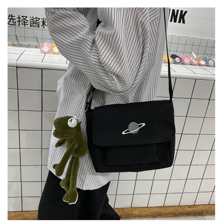 Túi Đeo Vai Vải Canvas Cỡ Lớn Kiểu Harajuku Nhật Bản Cá Tính