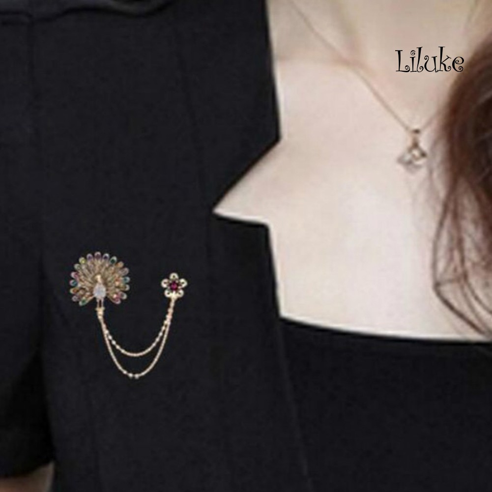 Ghim Cài Áo Hình Bông Hoa Và Chim Công Đính Đá Nhân Tạo Thời Trang