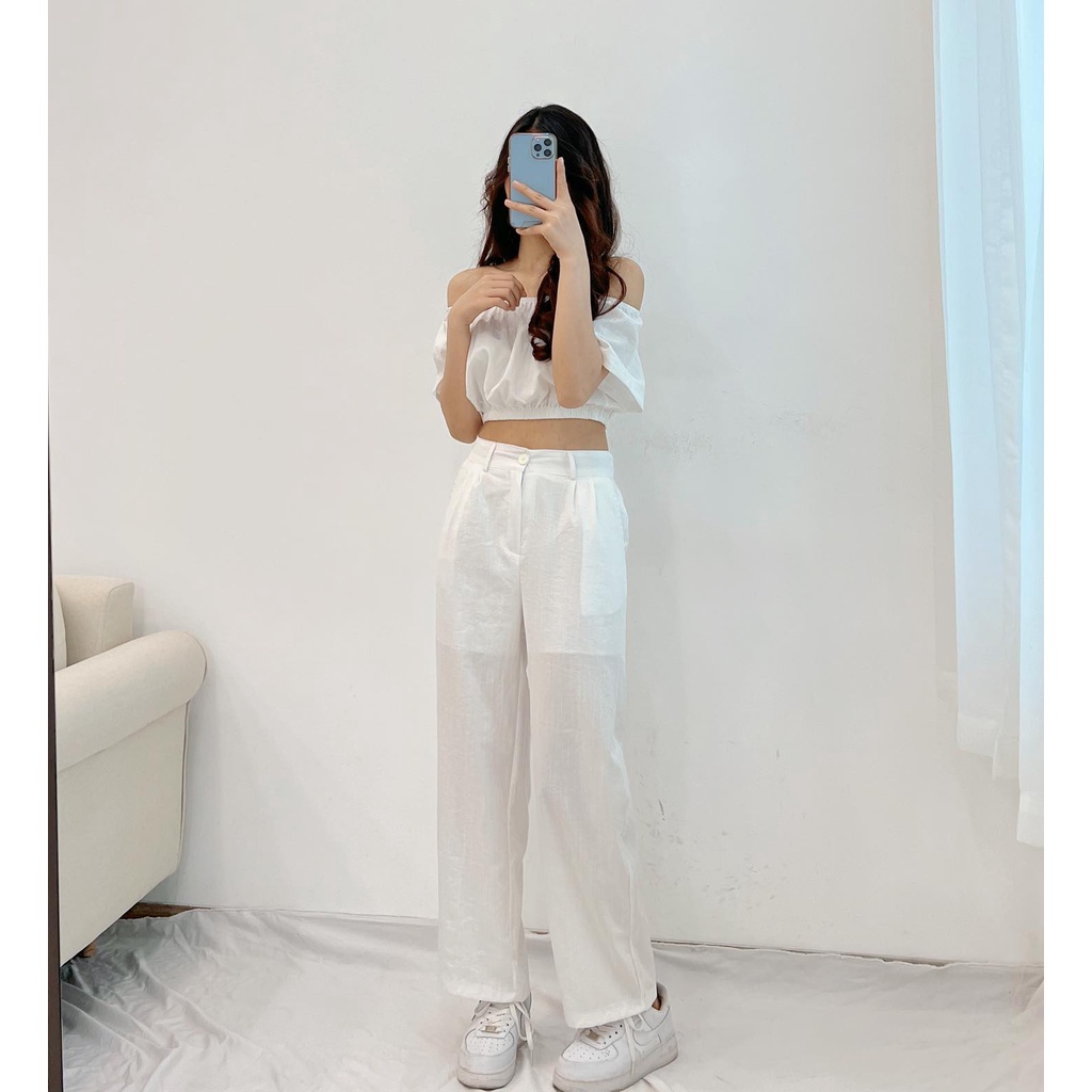 Set trễ vai đũi croptop kèm quần Miho house