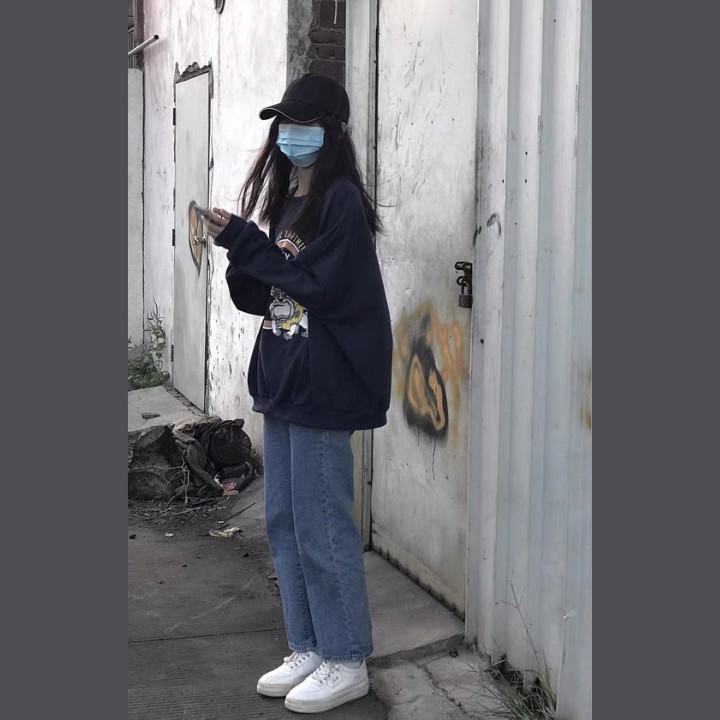 Áo sweater nữ/ Áo nỉ form rộng tay bồng unisex hình chó mặt xệ  RÔ STORE SW17 | BigBuy360 - bigbuy360.vn