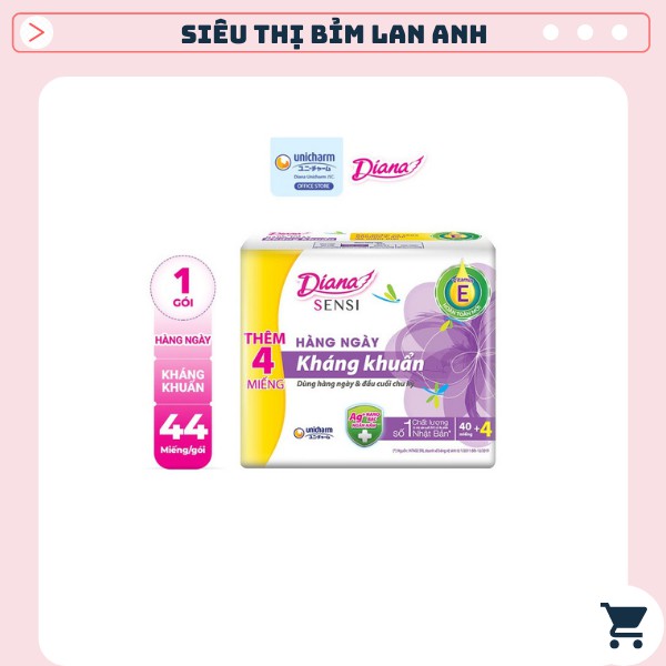 Băng vệ sinh Diana Sensi hàng ngày kháng khuẩn 20+2 miếng/gói