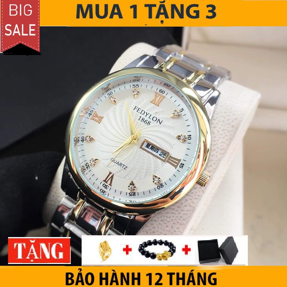 Đồng Hồ Nam Nữ FEDYLON Mặt Trắng Sang Trọng, Dây Thép Không Gỉ Cao Cấp Chính Hãng