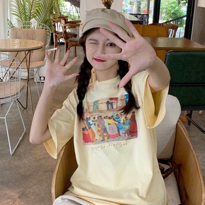 Short-sleeved T-shirt Women's Loose Korean Version Summer 2022 New Oversize Printed Half-sleeve Top Ins Tide