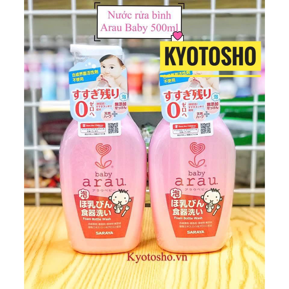 [ free ship ] Nước rửa bình sữa Arau Baby của Nhật dạng chai và túi