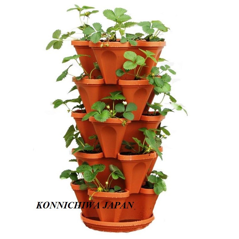 Bộ Chậu Chậu nhựa xếp tầng tháp trồng cây cảnh, trồng hoa, trồng rau củ tiết kiệm không gian- Chậu tam giác xếp tầng