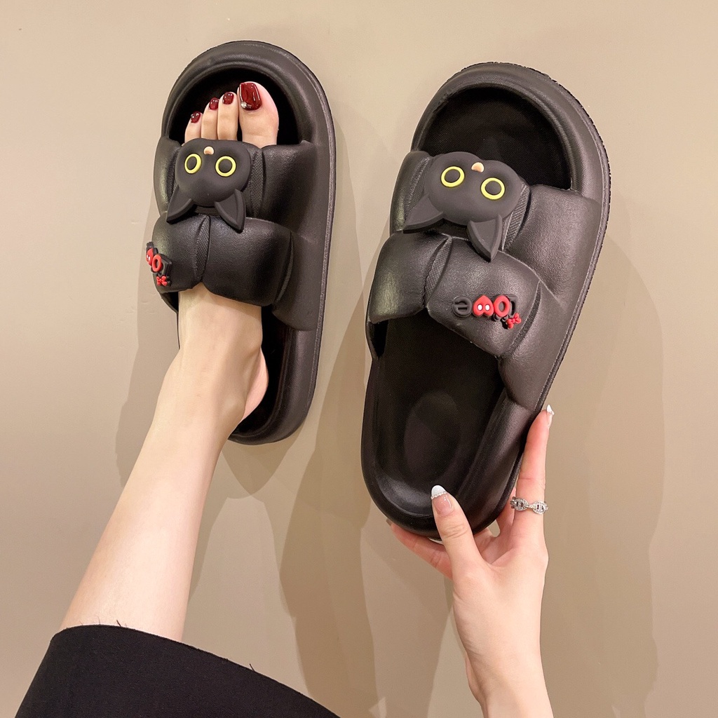 Dép bánh mì quai ngang gắn sticker mèo  dễ thương siêu mềm MSP2601+10-2