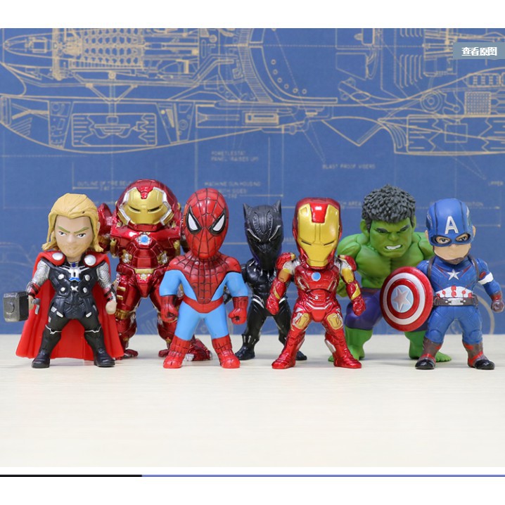 Mô hình avengers để bàn 6 nhân vật siêu thực , siêu đẹp , Bộ mô hình mini 6 nhân vật mavel
