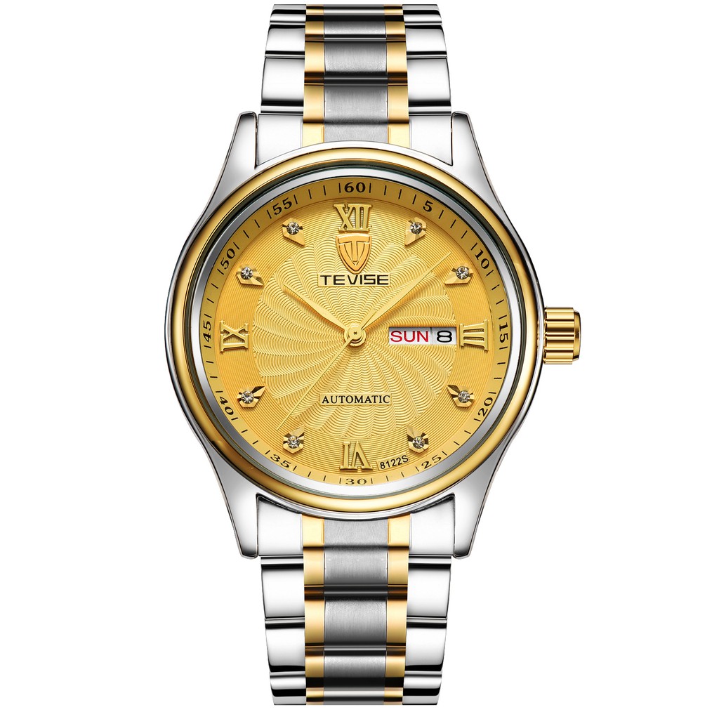 ĐỒNG HỒ NAM TEVISE 8122, DÂY THÉP ĐÚC CAO CẤP, MẶT TRÁNG SAPPHIRE