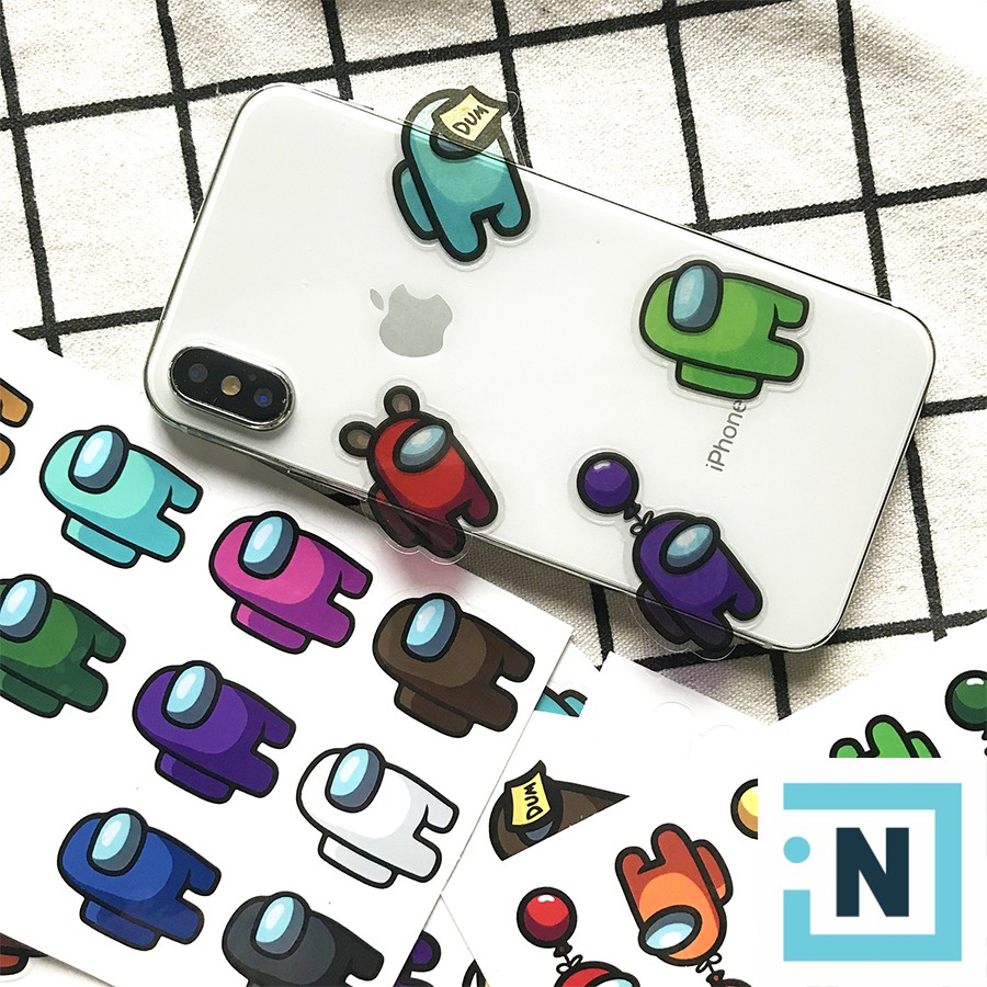 Set 12 Sticker Dán Among Us PVC | Dán Điện Thoại | Dán Laptop | Dán Mũ Bảo Hiểm | Dán Vali