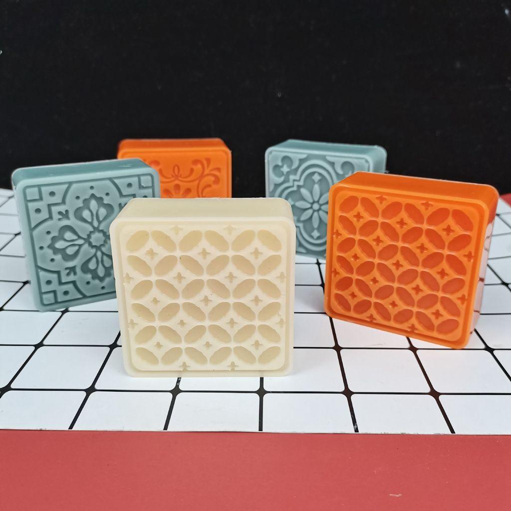 IVORY Khuôn Làm Bánh Trung Thu 4 Ngăn Hình Vuông Họa Tiết Hoa Bằng Chất Liệu Cấp Thực Phẩm