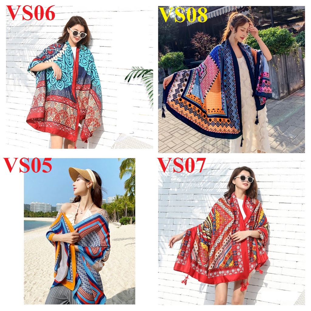 (HÀNG LOẠI 1 - CHẤT VISCO) KHĂN CHOÀNG ĐI BIỂN, DU LỊCH - PHONG CÁCH VINTAGE