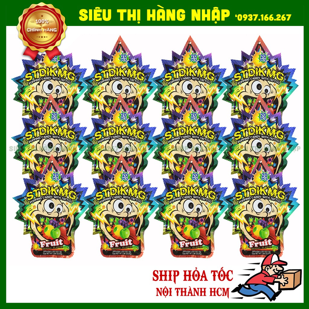 Lốc 12 gói kẹo nổ Striking vị trái cây HongKong (20 túi nhỏ nhiều vị trong 1 gói lớn)