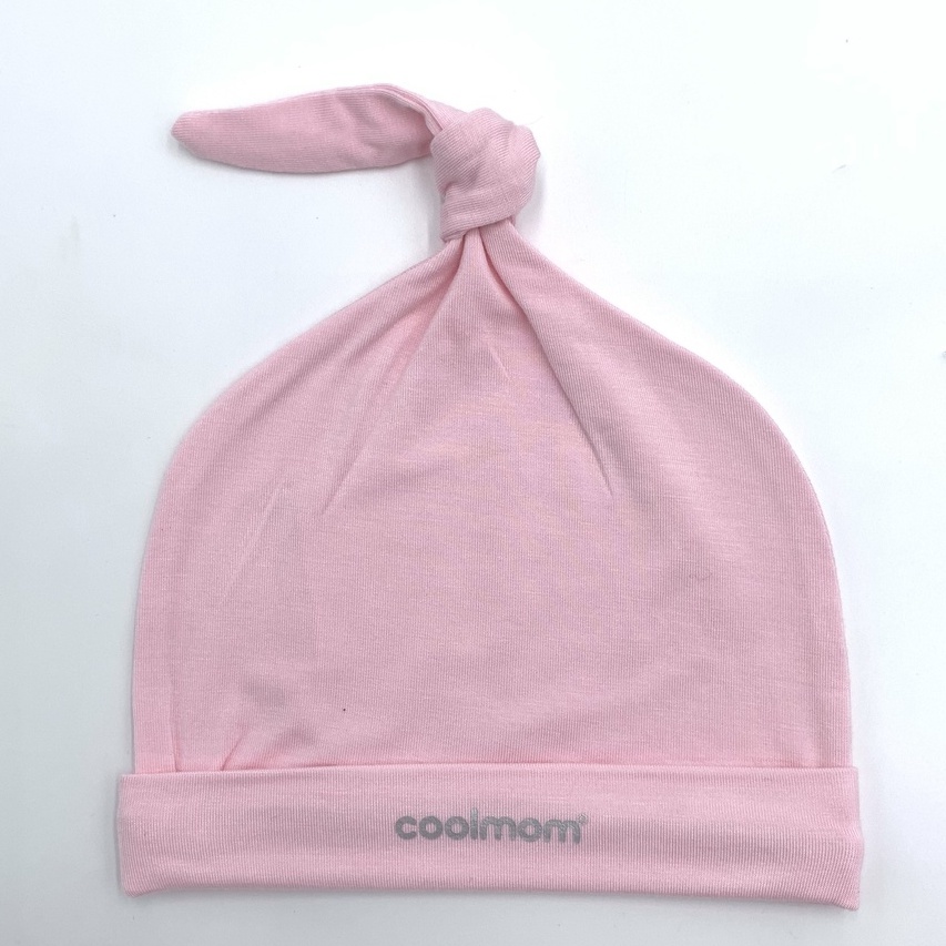 Mũ sơ sinh đuôi gút Coolmom chất liệu sợi tre cao cấp màu hồng pastel / CM-0003-1M-HP