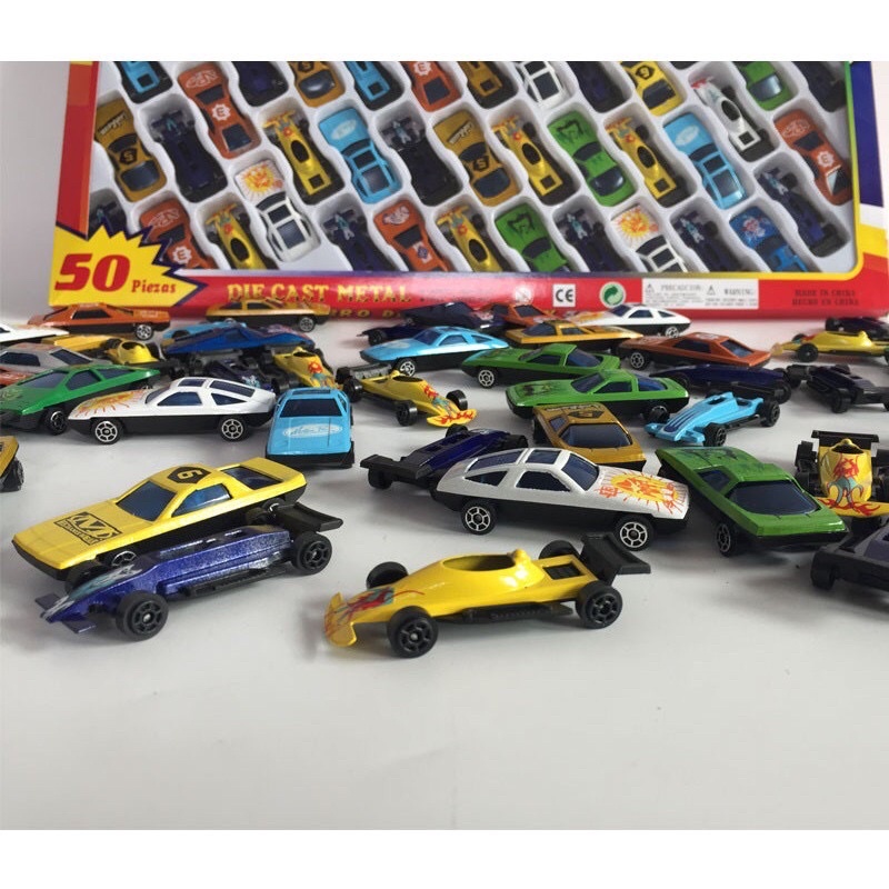 Set 50 mô hình ô tô bằng sắt hợp kim nhựa cao cấp, siêu bền cho bé
