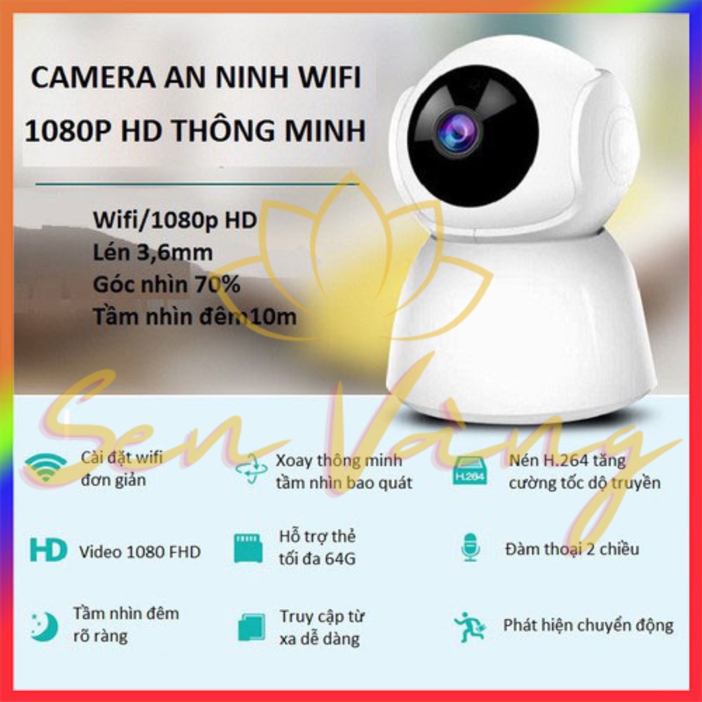 Camera ban đêm Camera robot V380 không dây wifi, Giám sát chuyển động, Có còi báo động, xoay 360 độ