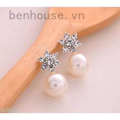 Hoa tai hình hoa tuyết đính đá nhân tạo dành cho nữ