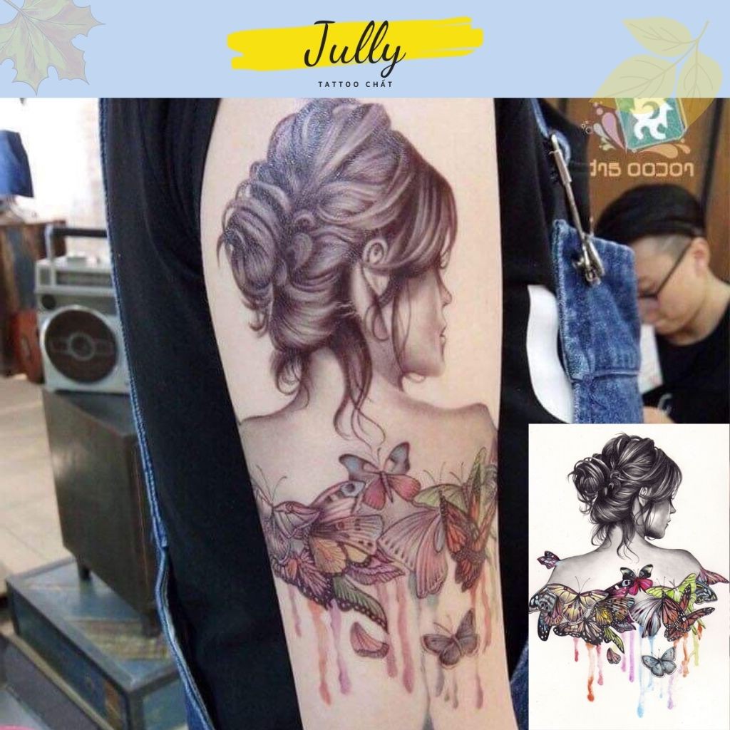 Hình xăm dán cô gái thu hút huyền bí JULLY Tattoo, xăm tạm thời 15 ngày chống nước an toàn bền đẹp