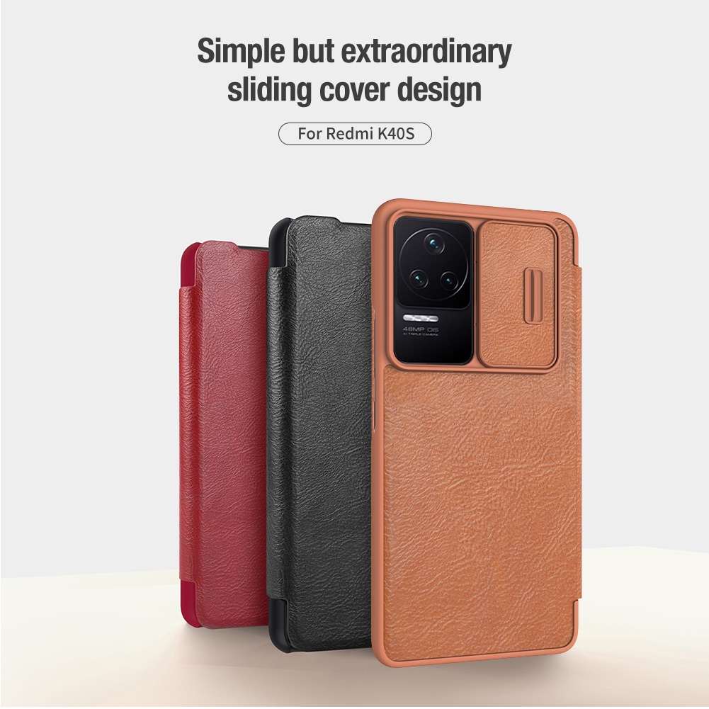 Bao da điện thoại Nillkin QIN Pro nắp lật bảo vệ 360 độ cho Xiaomi POCO F4 chống sốc toàn diện