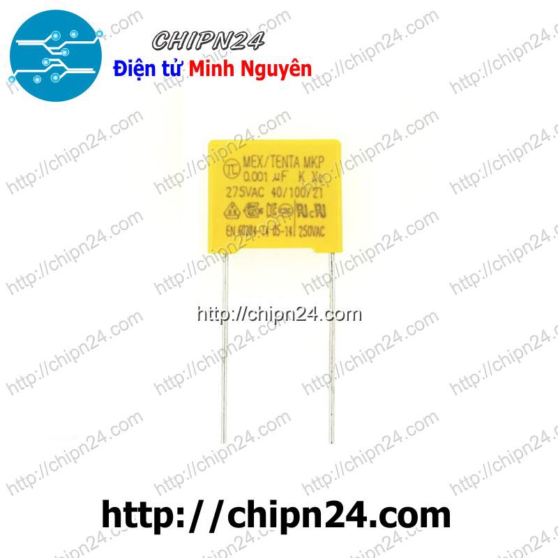 [5 CON] (G51) Tụ hộp 102 275VAC 10mm (0.001uF MEX/TENDA MKP K X2 40/100/21)