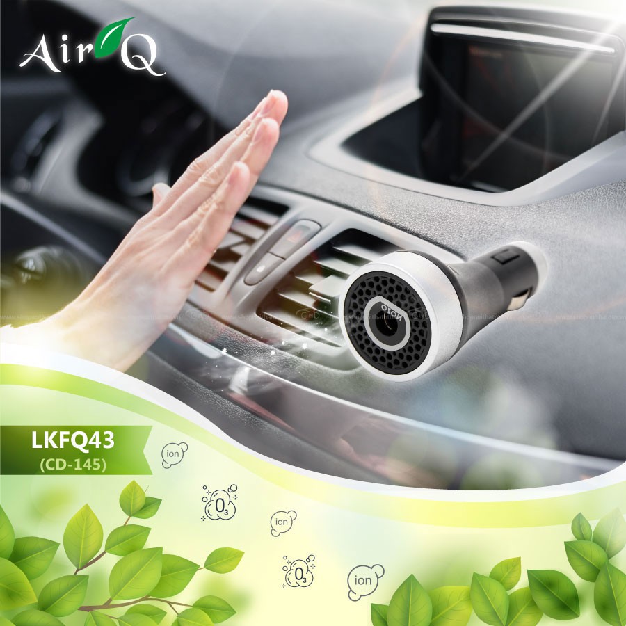 [Mã BMBAU50 giảm 10% đơn 99k] Máy Lọc Không Khí Khử Mùi Ô Tô AIRQ Q43 (Cd145) Màu Đen Nhập Khẩu Chính Hãng