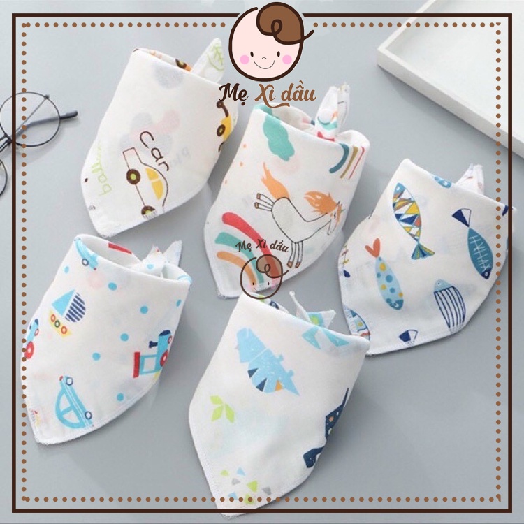 Shop mẹ xì dầu Yếm xô tam giác 4 lớp có cúc bấm cho bé