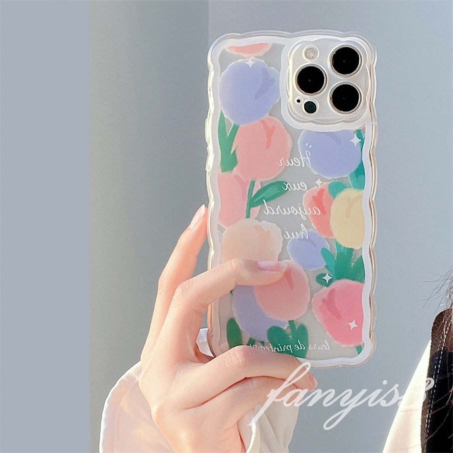 Ốp Điện Thoại Mềm Trong Suốt Họa Tiết Hoa Tulip Cho For iPhone 13 12 11 Pro Max X XR Xs Max 7 8 Plus SE 2020
