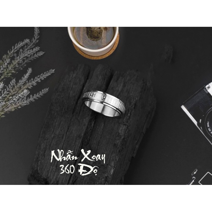 Nhẫn inox bát nhã tâm kinh màu trắng đẹp, không đen, không gỉ - tặng hộp - đeo tay vạn sự may
