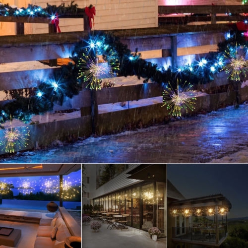 Dây đèn LED hình pháo hoa sử dụng năng lượng mặt trời trang trí đám cưới/giáng sinh