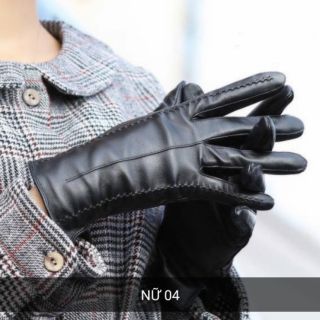GĂNG TAY DA DÊ của Nga lót lông Cừu họa tiết 2 gân sang trọng