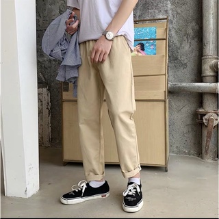 Quần kaki baggy nam nữ unisex trơn cạp chun dáng dài, ống suông basic 3 màu cá tính
